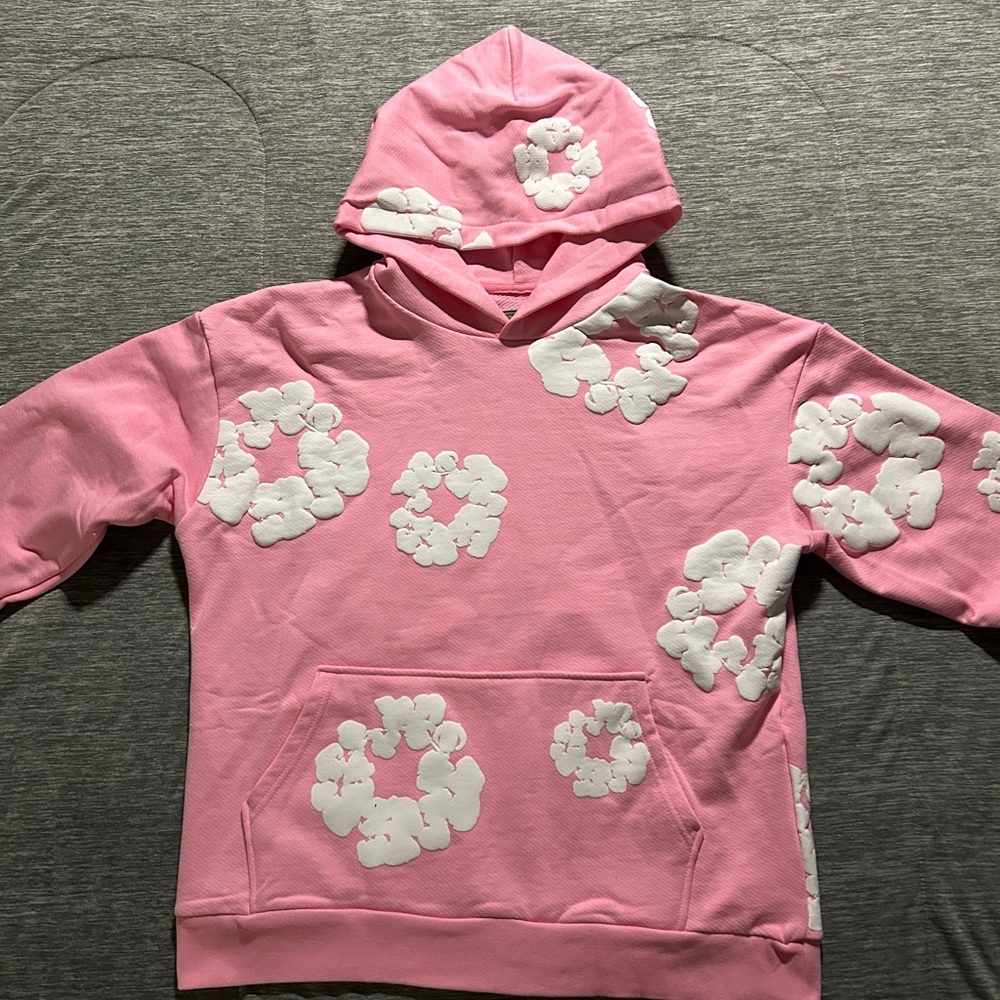 Pink small denim tears hoodie